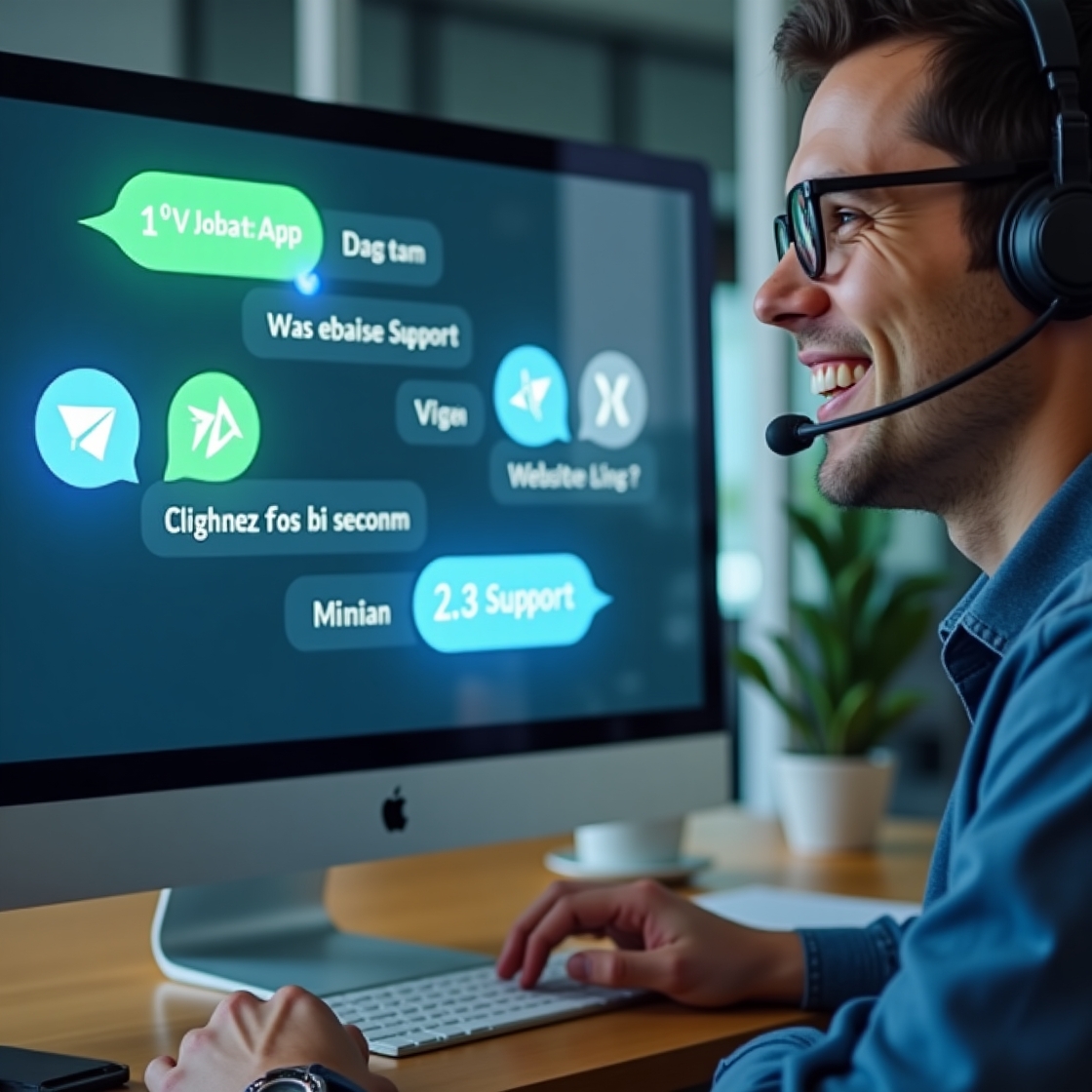 پیشنمایش چتبات واتساپ در حال پاسخ به مشتری